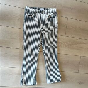 Zara 3/4 length Navy and White Striped jeans